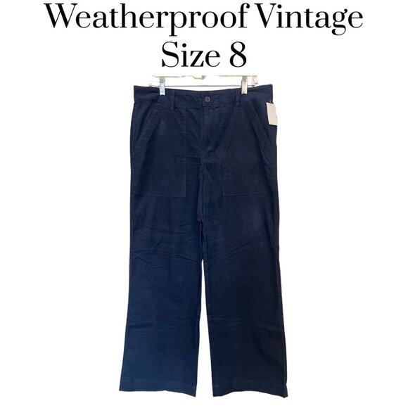 Original Weatherproof Vintage Pants - Weatherproof Vintage Women’s Navy Blue Corduroy Wide Leg Pants Size 8 Casual NWT